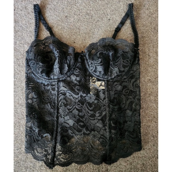 Victoria's Secret Other - Vintage Victoria Secret Lace Black Bustier 36C Gold Label Corset Bra Lingerie